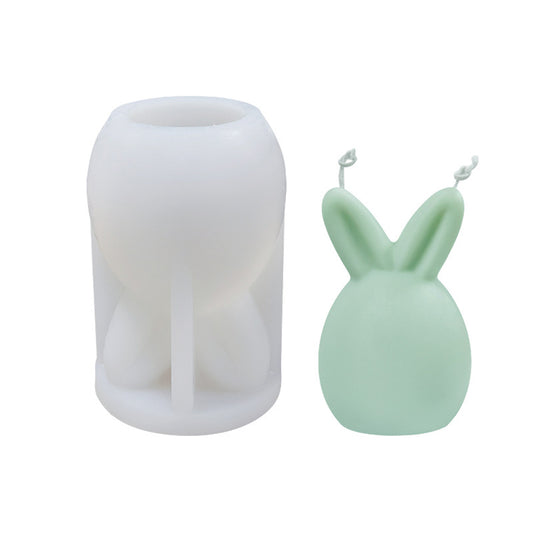 Diy Easter Bunny Silicone Candle Mold Reusable Moulds For Making Candles Gypsum Soap Resin Handicraft vertical ears
