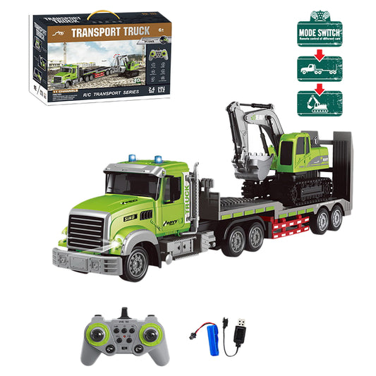2-in-1 Semi-trailer Transport Vehicles Excavator Set RC Alloy Engineering Model