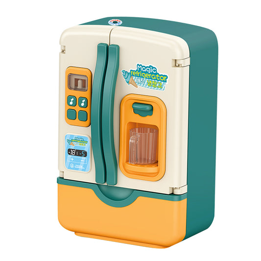 39pcs Kids Fridge Refrigerator With Ice Dispenser Play Kitchen Set With Accessories Pretend Play Toys With Light Spray