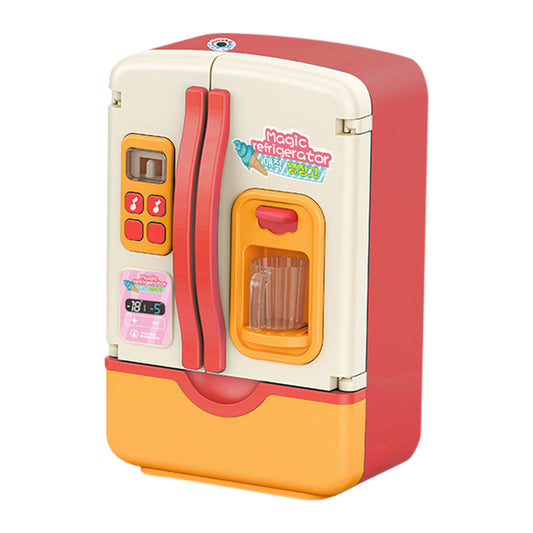 39pcs Kids Fridge Refrigerator With Ice Dispenser Play Kitchen Set With Accessories Pretend Play Toys With Light Spray