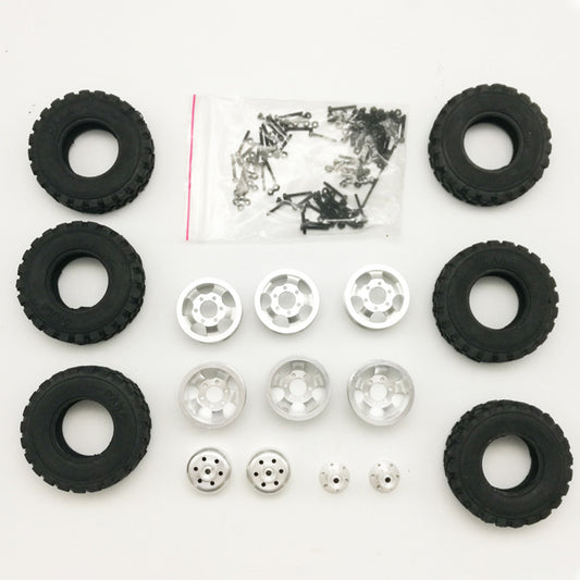 Upgrade DIY Double Tire Metal Modification Wheels Set For WPL B14 B24 B16 B36 JJRC Q60 Q61 Four/Six Drive Army Kass Special 4 drive metal wheels (including tires)