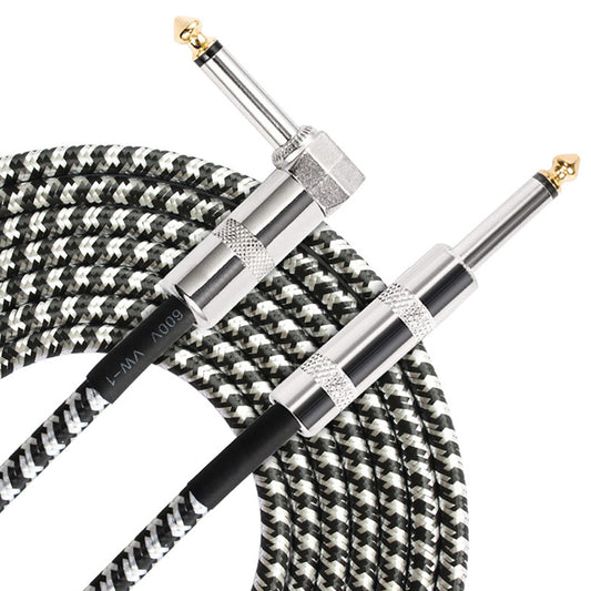 Flanger 3M Instrument Cable for Electric Guitar Straight to Right Angle TS Male 1/4"" 6.35mm Plug  FLGZB-24 black and white