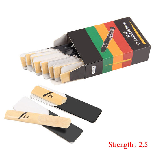 10pcs Clarinet Reeds Set Bb Tone Strength 1.5/2.0/2.5/3.0/3.5/4.0 Wind Instrument Reed Hardness 2.5