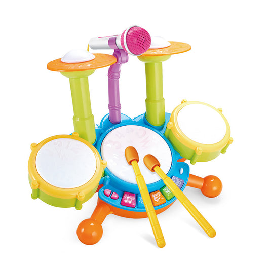 Kids Drum Set For Toddler Musical Toys With Microphone Drum Sticks Musical Instruments Playset For Boys Girls Gifts yellow