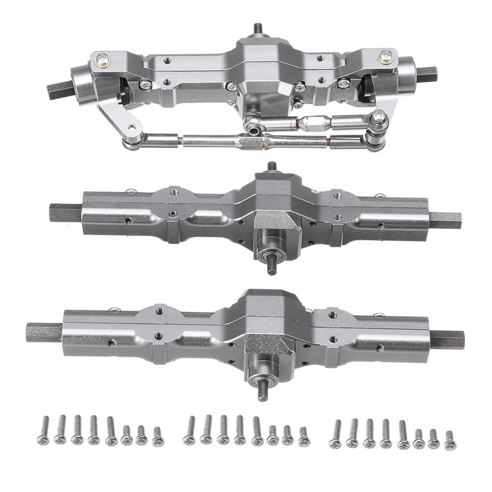 Aluminum Metal Front & Rear Bridge Axle Gear Box Set For WPL C14 C24 B14 B24 B16 B36 Ural 1/16 RC Car Military Truck Crawler front + middle + rear