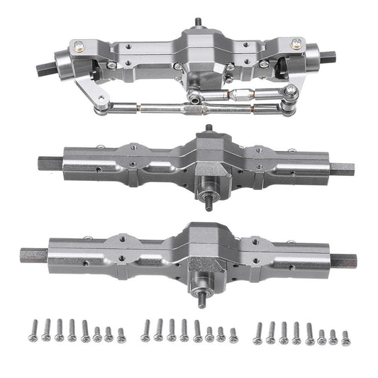 Aluminum Metal Front & Rear Bridge Axle Gear Box Set For WPL C14 C24 B14 B24 B16 B36 Ural 1/16 RC Car Military Truck Crawler front + middle + rear