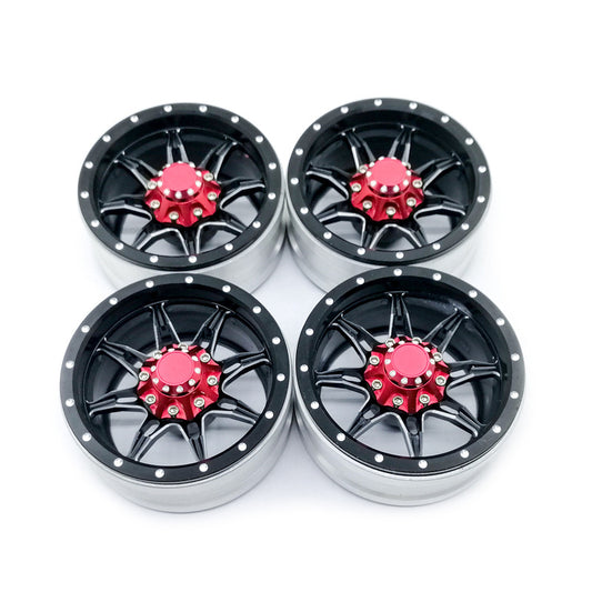 4Pcs RC Rock Crawler Metal Rims 1.9 Inches Beadlock for 1/10 Axial SCX10 90046 TAMIYA CC01 D90 D110 TF2 black