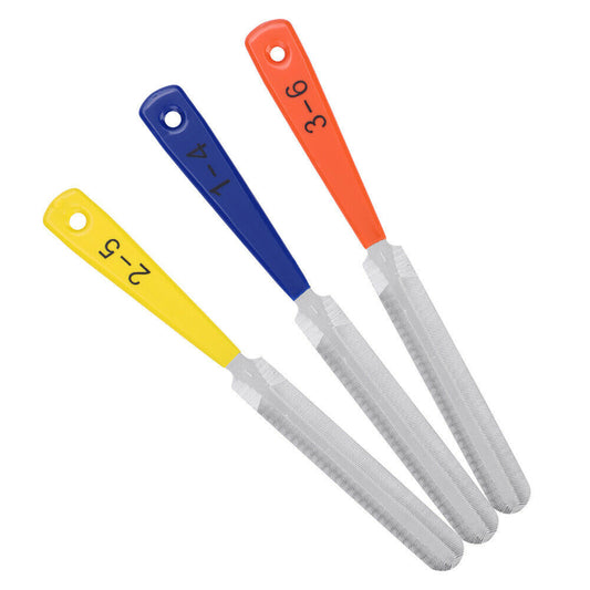 3pcs/set Double Sided Guitar Nut Slotting Saddle Files Luthier Tool Guitar Nut File Yellow + blue + orange