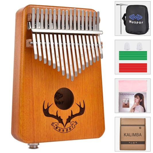 17 keys EQ kalimba Mahogany Thumb Piano Kalimba Finger Piano with Electric Pickup Tuner Hammer Beginner Music Learning yellow