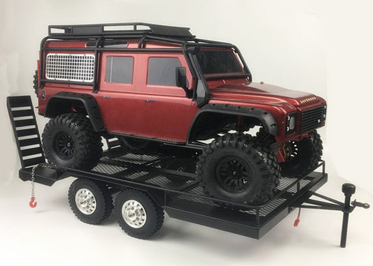 Bouble Axis Heavy Duty All Metal Trailer for 1/10 Rc Rock Crawler Truck Traxxas Trx4 Axial Scx10 90046 90047 Cc01 D90 D110 black