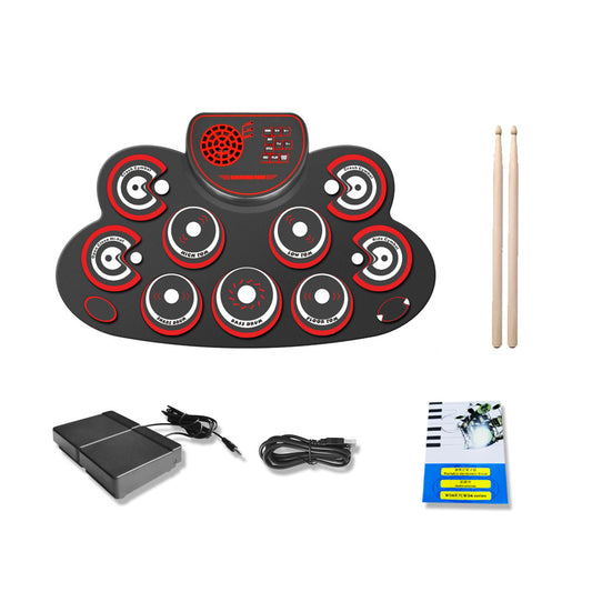 Foldable Roll Up Electronic Drum with Audio Horn Rechargeable Desktop Drum