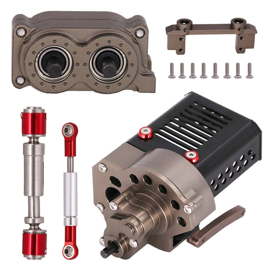 Front Gearbox Transmission Box with Transfer Case Shaft Drag Link Steering Servo Bracket for SCX10 1/10 RC Car 345