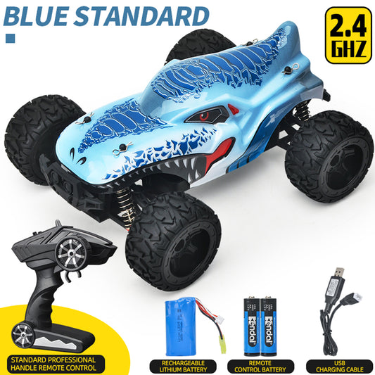 866-166 2.4g 35 Km/h 1:16 High Speed Car Spring Stroke Adjustable Shock Absorber 390 Motor (with Brush) Remote  Control  Car Blue
