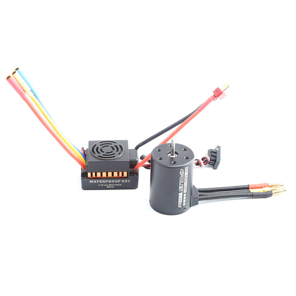 Rc Waterproof 3650 3900KV RC Brushless Motor 60A ESC Programmer for 1/10 RC Car Truck Motor kit Orange KSX3452+KSX3450