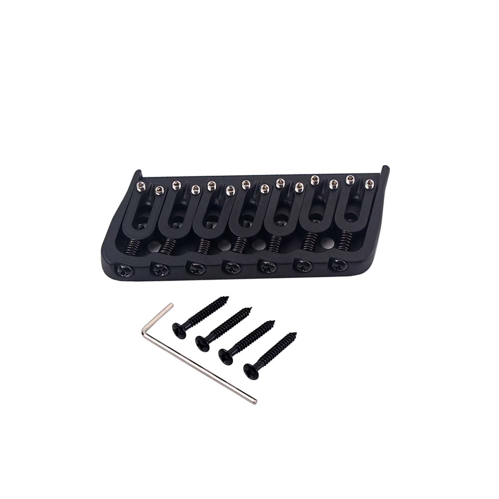 Black Metal 7 String/8 String Saddle Fixed Bridge Through Body for Electric Guitar Black 7-string