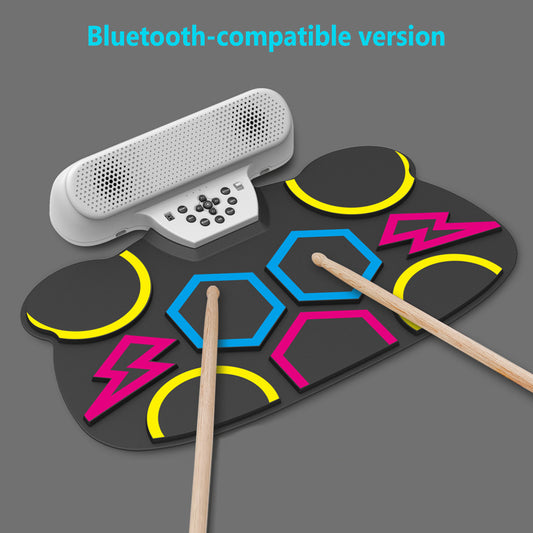 Electronic Roll Up Drum Dual Speaker Rechargeable Practice Pad Digital Drum