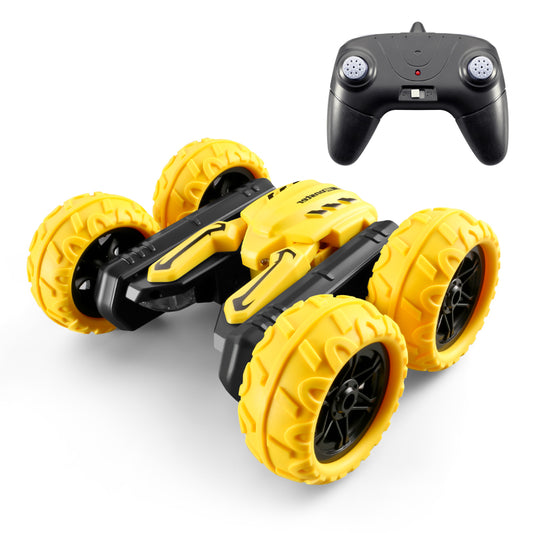 Fancy Stunt Car Rotating Led Light Music Rolling Drift High Speed Car Toys Yellow fancy stunt car