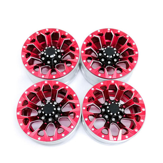 4Pcs/set 1.9in Alloy Wheel Rim Beadlock Simulation RC Car Part for 1:10 D90 4WD SCX10 TRX4 red