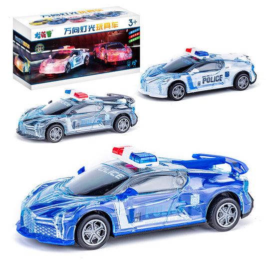 Light Up Transparent Car Toy For Kids 1:32 Electric Universal Inertia Car Toys With Colorful Moving Gears Music Light