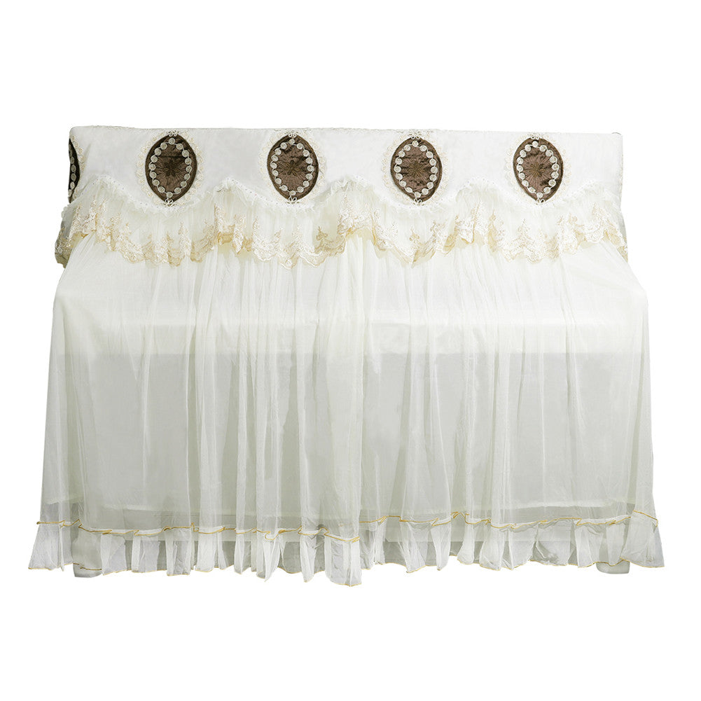 Palace Style Floral Embroidery Gauze Lace Full-cover Piano Cover Dustproof Piano Cover  Beige