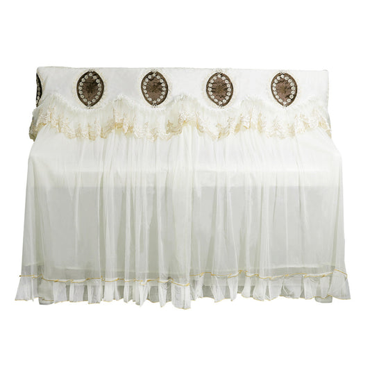 Palace Style Floral Embroidery Gauze Lace Full-cover Piano Cover Dustproof Piano Cover  Beige