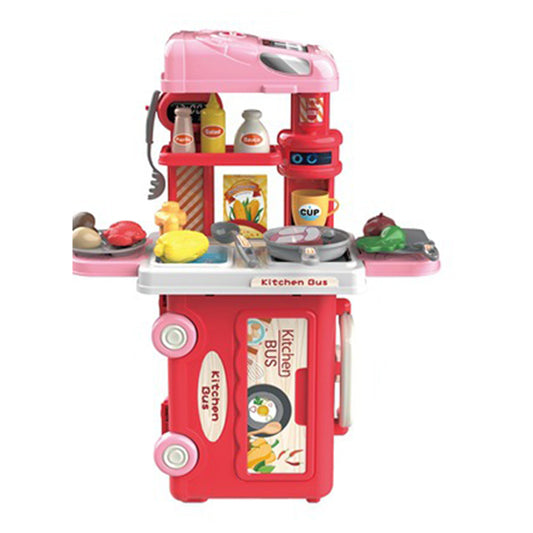 3-in-1 Children Bus Pretend Play Playset Simulation Doctor Kitchen Supermarket Makeup Kit Educational Toy