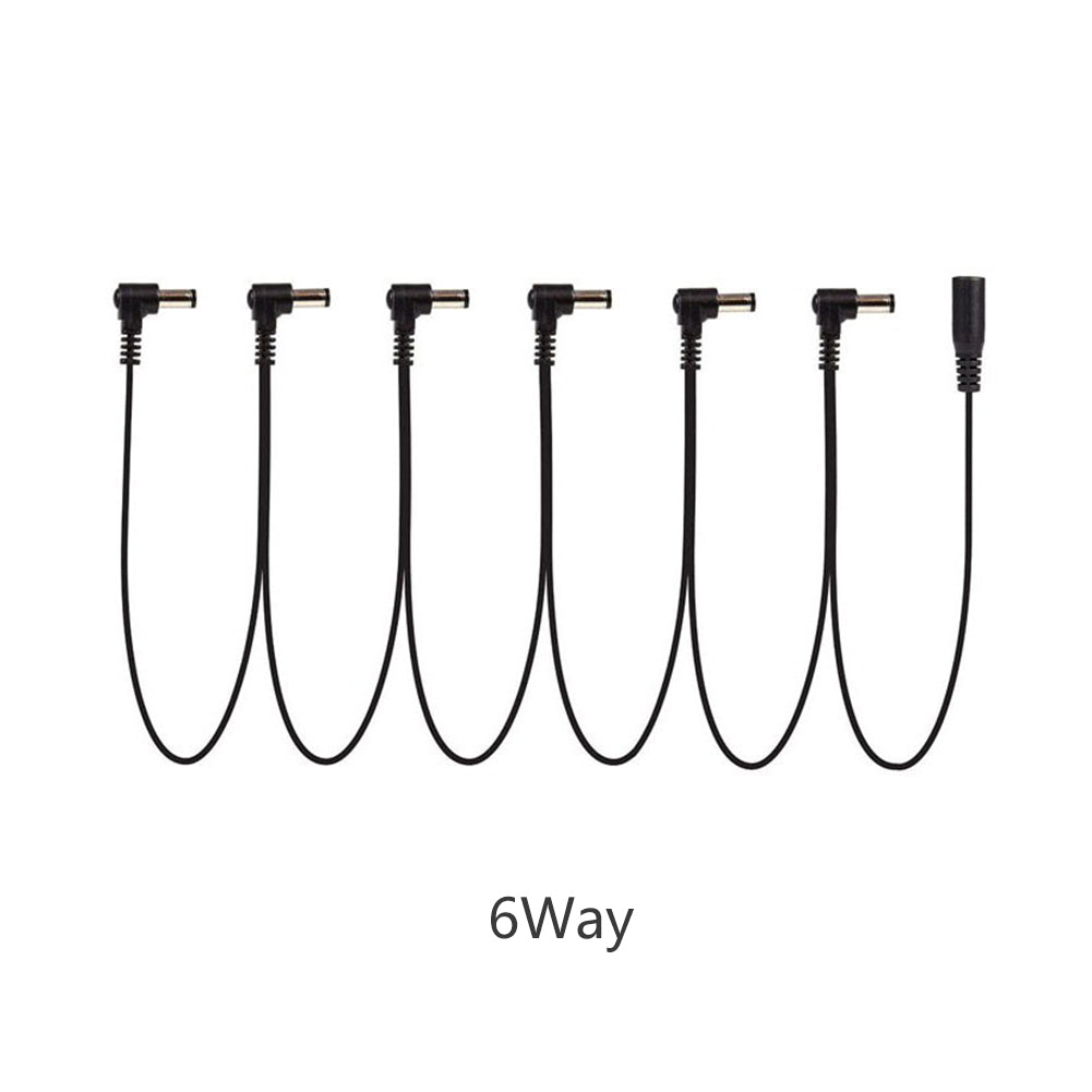 9V DC 1 to 3/4/5/6/8 Way Bend Angle Plug Daisy Chain Adaptor Cable Power Cord for Electric Guitar Effects Pedals  6-way