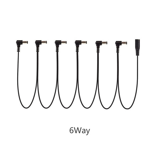 9V DC 1 to 3/4/5/6/8 Way Bend Angle Plug Daisy Chain Adaptor Cable Power Cord for Electric Guitar Effects Pedals  6-way