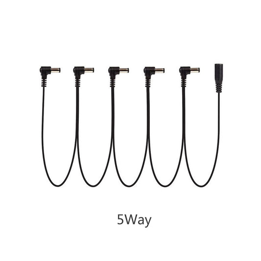9V DC 1 to 3/4/5/6/8 Way Bend Angle Plug Daisy Chain Adaptor Cable Power Cord for Electric Guitar Effects Pedals  5-way