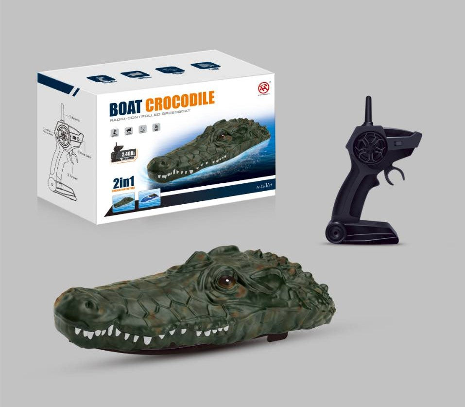 RH702 2.4G RC Boat Simulation Crocodile Head Racing Boat Electric Waterproof Spoof Toy green