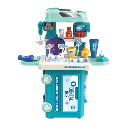 3-in-1 Children Bus Pretend Play Playset Simulation Doctor Kitchen Supermarket Makeup Kit Educational Toy
