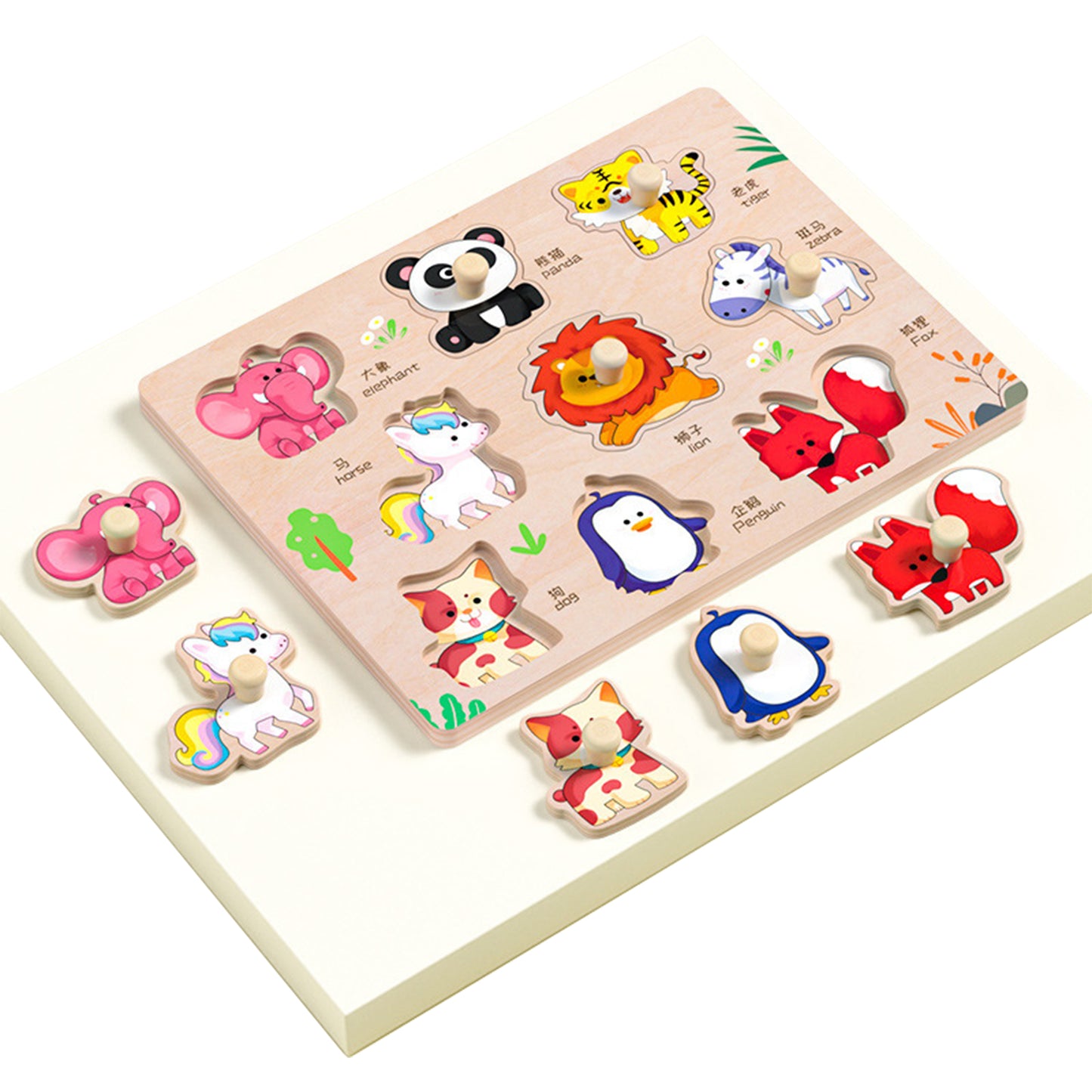 Wooden Puzzles For Toddlers 0-3 Years Old Wooden Peg Animal Traffic Shape Jigsaw Puzzles Early Educational Toys