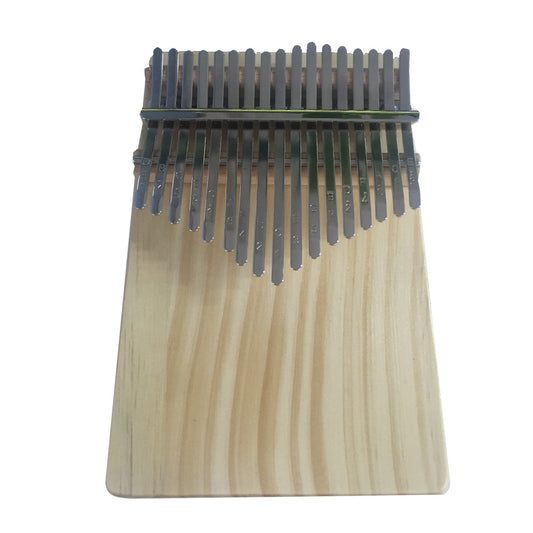 17 Key Kalimba Thumb Piano Single Flat Board Pine Mbira Keyboard Musical Instrument with Tuning Hammer Polishing Cloth beige