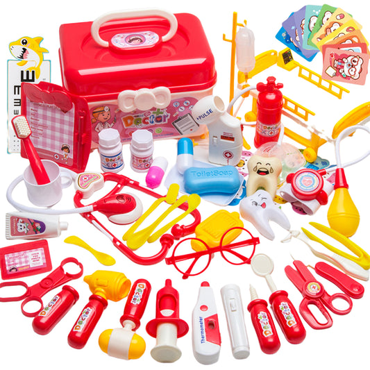 51pcs Doctor Kit For Kids Pretend Play Medical Kit With Storage Box Doctor Role Play Game Gifts For Boys Girls 51-piece set - red