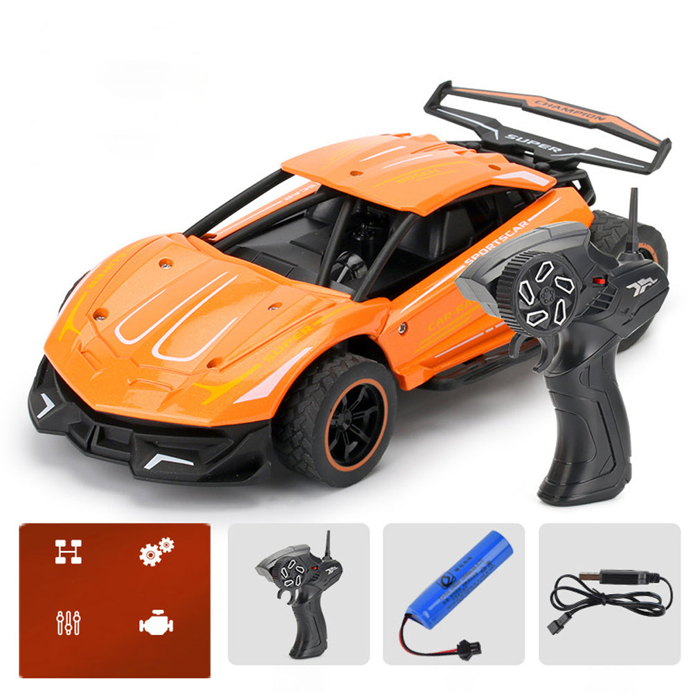 1:24 2.4g Remote Control Car Alloy High-speed Rc Sports Car Rechargeable Off-road Vehicle Children Toys For Gifts orange (33812) 1:24