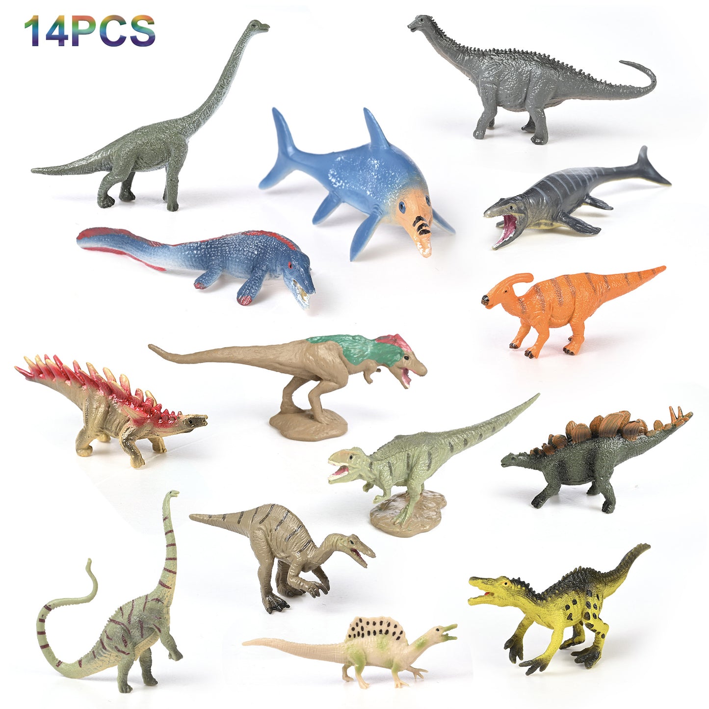 14pcs Jurassic Dinosaur Figure Doll Simulation Dinosaur Model Figurines For Kids Birthday Gifts Collection (in bag)