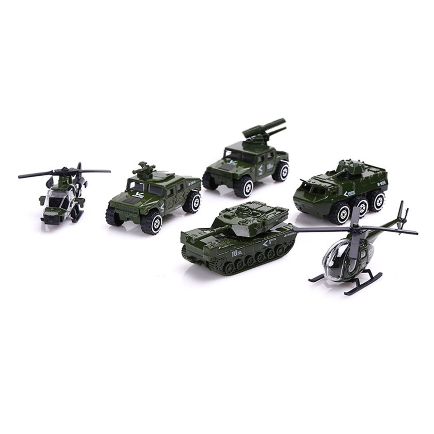 6pcs Alloy Cars Set Simulation Diecast Car Model Ornaments For Boys Girls Birthday Christmas Gifts VB8702 military