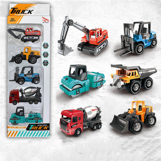 5-piece Set 1:64 Alloy Engineering  Vehicle  Model Excavator Mixer Forklift Truck Educational Model Toys Modern