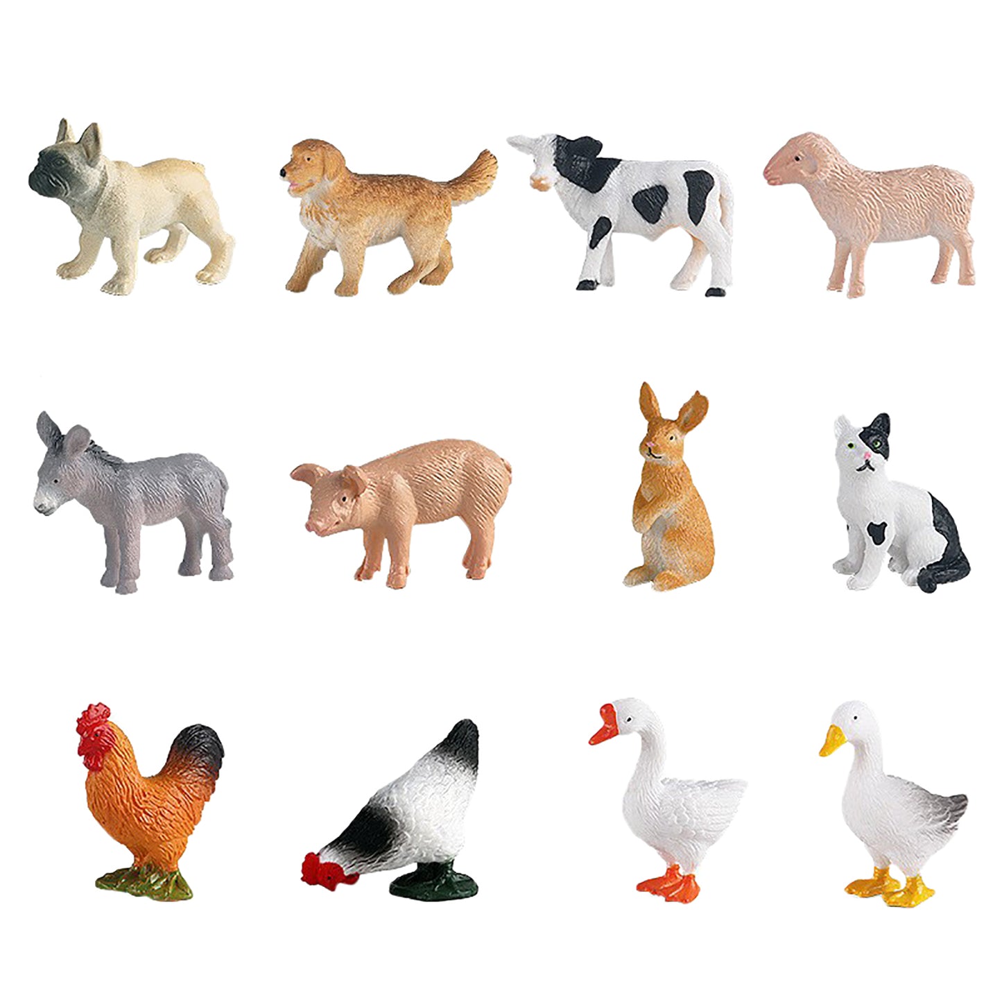 12pcs Simulation Mini Farm Animals Figures Realistic Poultry Model Ornaments Learning Educational Toys For Kids Gifts 12pcs