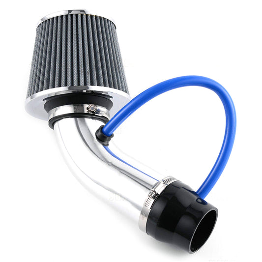 76mm/3inch Universal Car Cold Air Intake Filter Induction Pipe Hose System Kit Silver