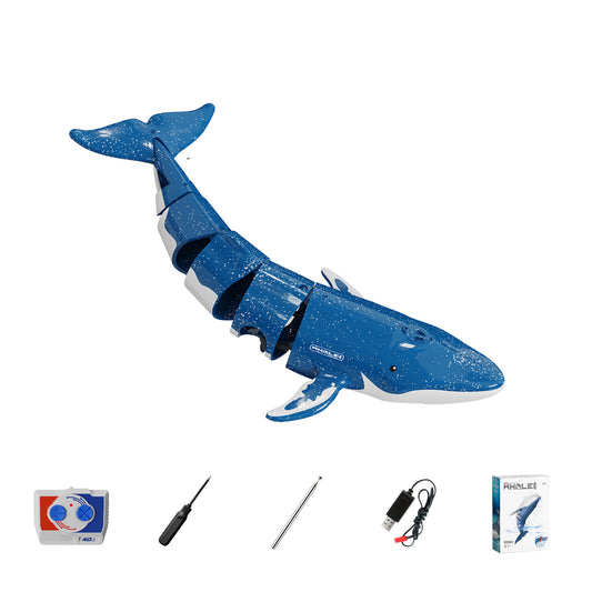 B4 Remote Control Whale Simulation Water Boat Summer Electric Shark Diving Spray Boat Toys For Boys Gifts Royal blue