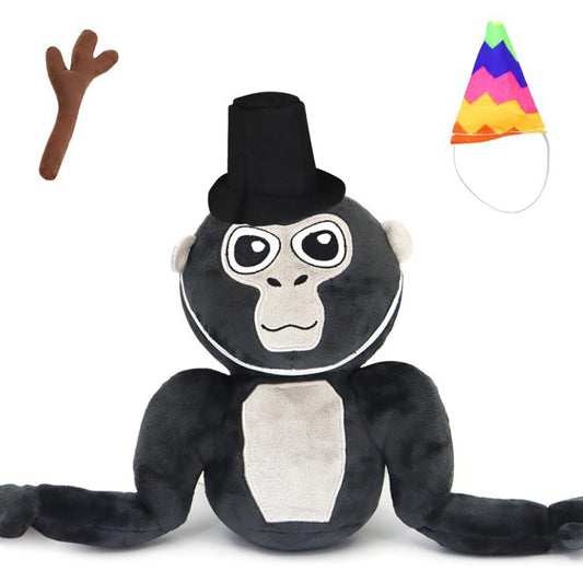 Gorilla Plush Doll Cute Soft Stuffed Cartoon Monkey Plush Dolls For Sofa Ornaments Kids Birthday Gifts Black Model A + Accessories vacuum packaging