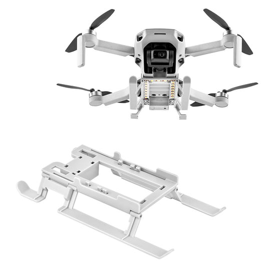 Folding Landing Gear With LED Light Compatible For Dji Mavic Mini / 2 / Se Drone Tripod Quick Release Height Extender gray 1109190