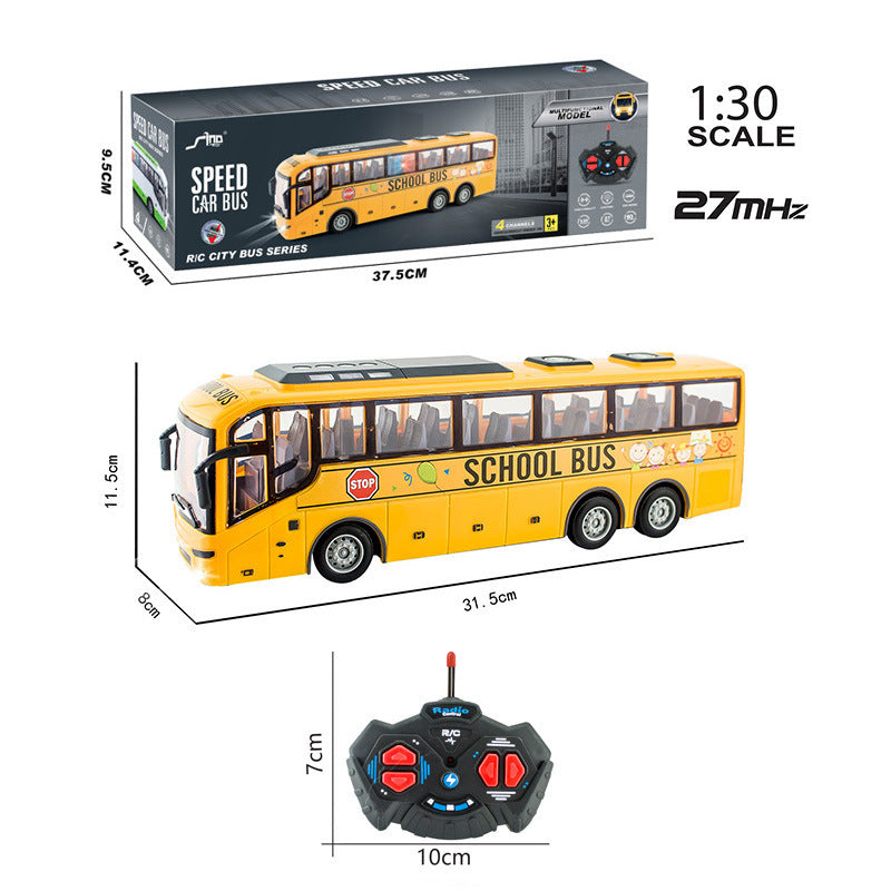 Remote Control Bus Toys With Light 4CH Simulation School Bus Tourist Sightseeing Bus Model