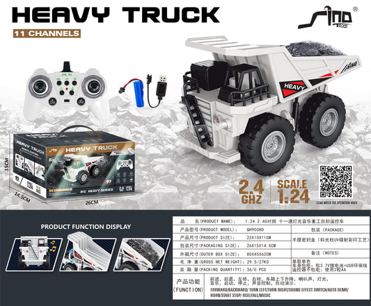 1:24 2.4G RC Excavator Dumper with Music Light Rechargeable Engineering Vehicle Toy