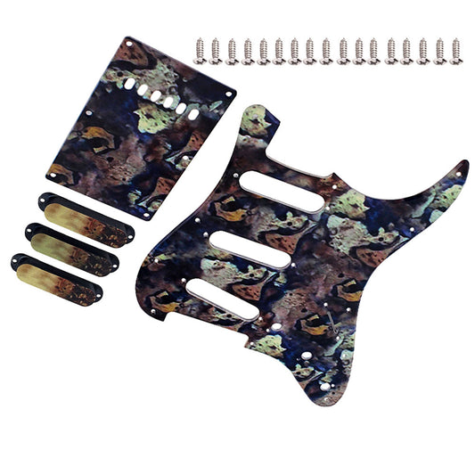 Guitar Pickguard + Back Plate + Pickup Cover+ Screws Set for Electric Guitar Parts Photo Color