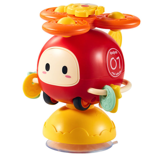 Baby Suction Cup Spinner Toys For 1-3 Years Toddlers Cartoon Flower Fingertip Spinning Top Sensory Toys For Boys Girls Helicopter