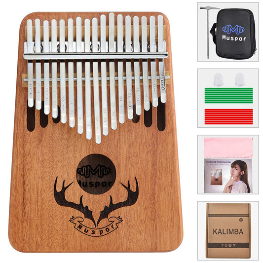 17 Keys Kalimba Portable Thumb Piano Mahogany with Padded Bag Tuner Hammer Musical Instruments Wood color