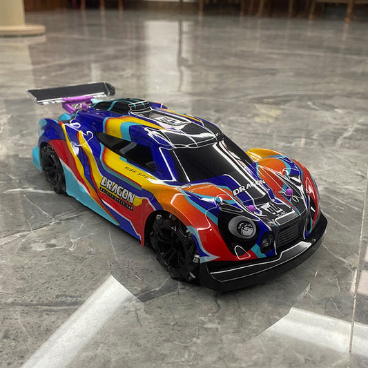 1:14 Children Remote Control Car 4WD Electric 2.4G Rechargeable High Speed Drift Spray Racing Car with Music Light