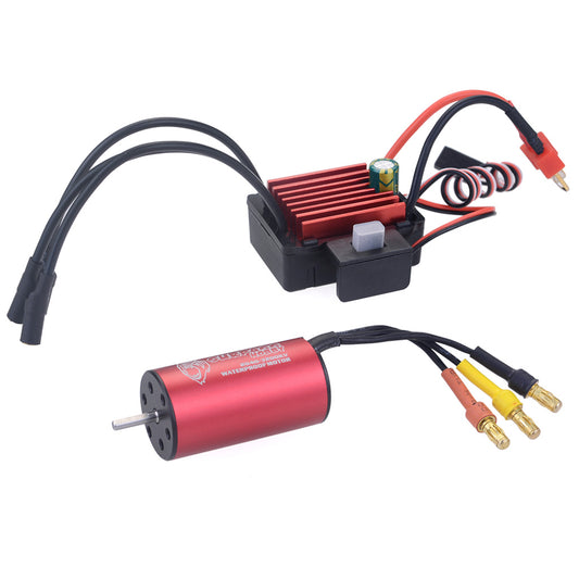 Surpass Hobby 2040 3200kv Brushless Motor + Brushless Speed Controller 35A ESC Waterproof for 1/18 & 1/16 RC Car red